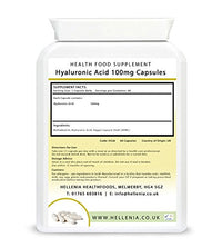 Hellenia Hyaluronic Acid 100mg | Supports Healthy Connective Tissue and Joints | Natural Moisturiser for Radiant Skin | 60 Capsules | Vegan Friendly