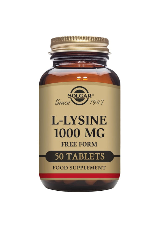 SOLGAR Solgar L-Lysine 1000 mg Tablets - Pack of 50 - Support For an Active Lifestyle - Vegan and Gluten Free