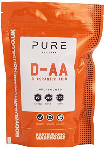 Bodybuilding Warehouse, Pure D-Aspartic Acid (DAA) Powder (Unflavoured, 250g)