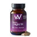 WELL ACTUALLY Neuro Night 9X - Ultimate Sleep Supplement, Mood, Relax & Unwind, with Griffonia, Montmorency Cherry, Schisandra, Magnesium & Zinc, Chamomile, Reishi, Hops, VIT B6 (60 Caps)