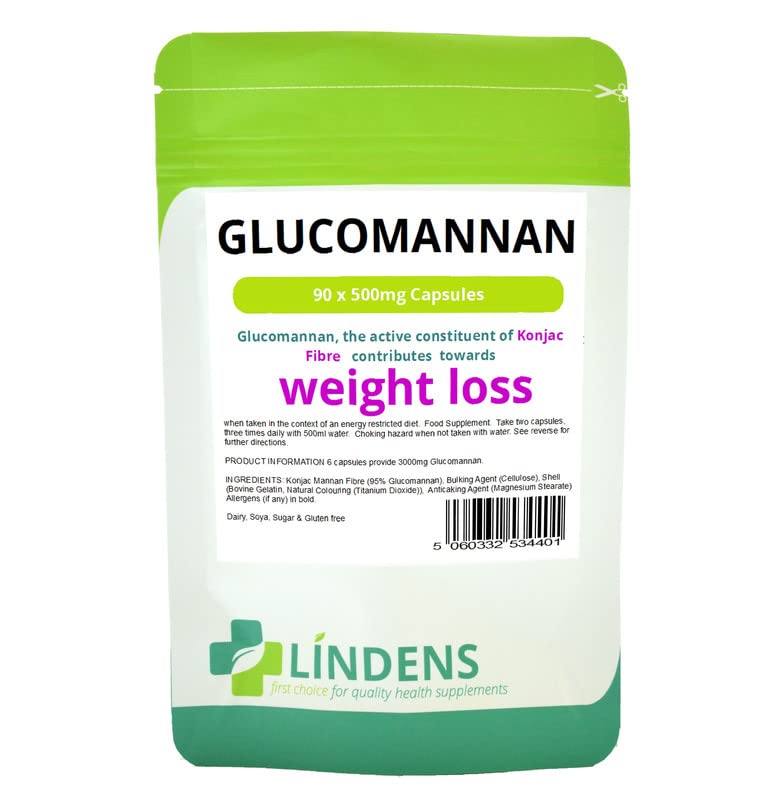 Glucomannan Konjac Fibre Capsules Double Pack 500mg x 180 Diet Weight