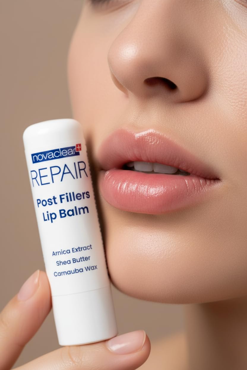 Novaclear Post Fillers Lip Balm for Bruising & Swelling – Post Lip Treatment Balm with Arnica Extract, Shea Butter & Carnauba Wax – Soothing & Moisturizing Lip Care – 4.9g