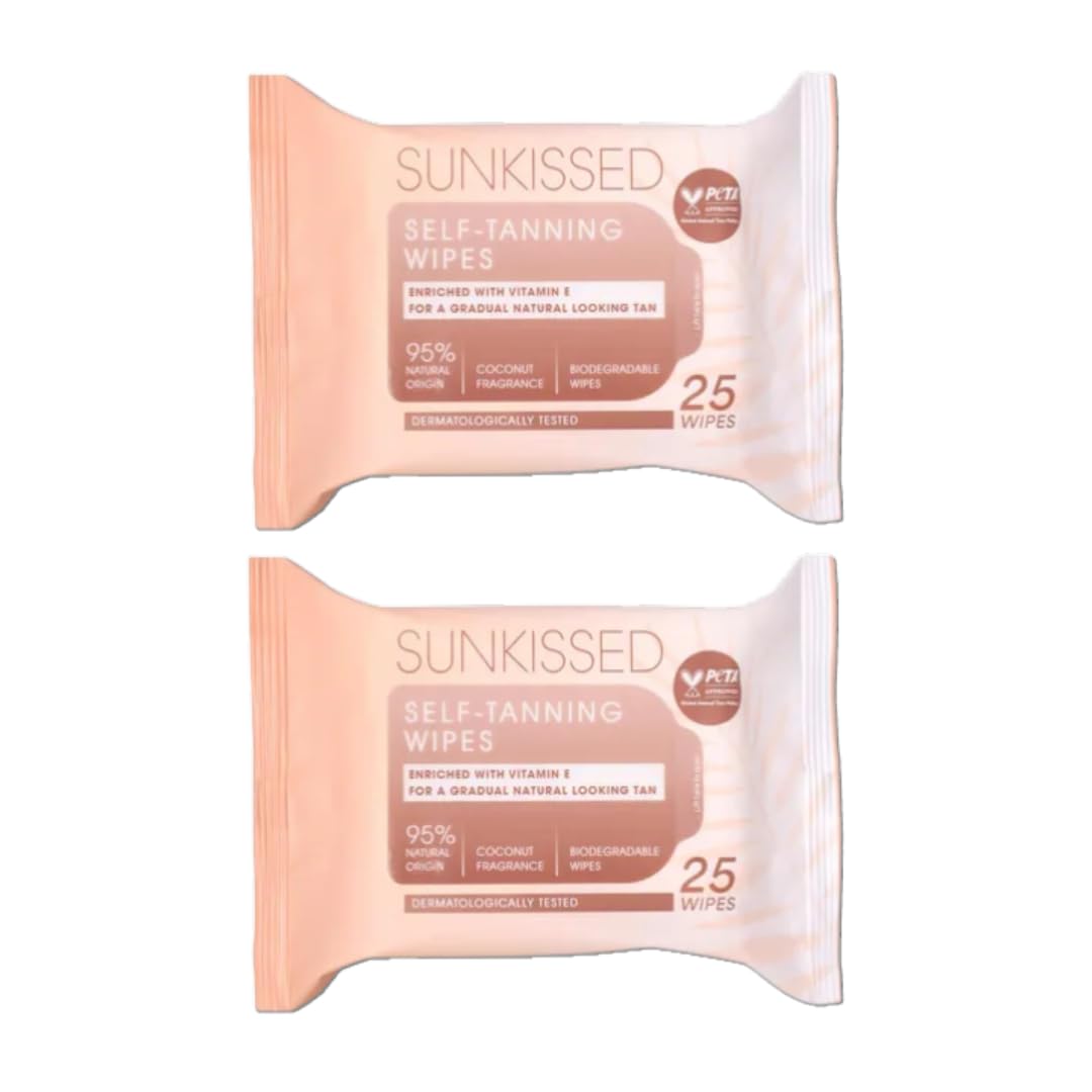 Generic Self-Tanning Wipes – 2 x 25 Pack (50 Wipes Total) | Gradual Self-Tan Towelettes for Face & Body | Vegan, Streak-Free, Quick-Drying | Unisex Bronze Glow.