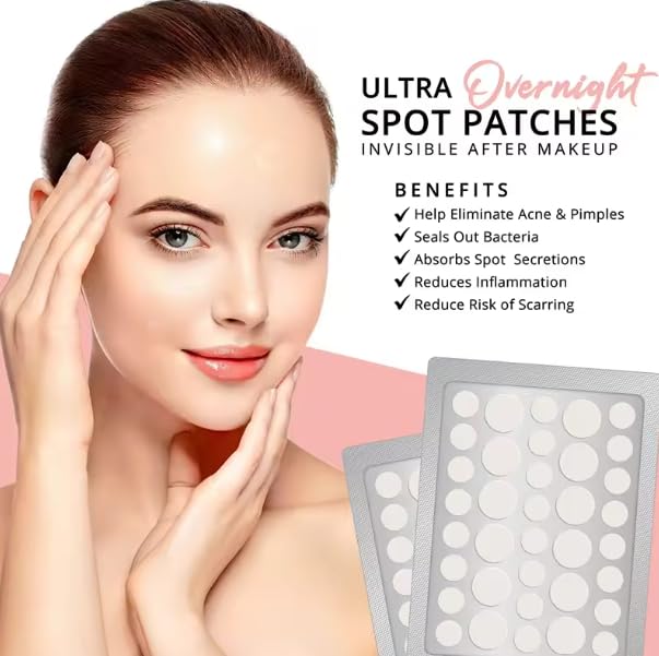 Generic Hydrocolloid Acne Patches - 36 Invisible Spot Stickers - Multi-Sized Pimple Patches (12mm & 8mm) Skin Care - Fast Healing, Reduces Redness, Vegan, Makeup-Friendly, Blemish Treatment, Overnight Care