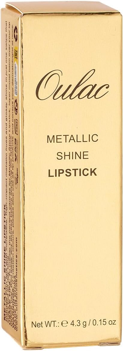 Oulac OULAC Glow Metallic Shine Lipstick, Nude High Impact Lipcolor, Lightweight Soft and Ultra Hydrating, Long Lasting, Vegan & Cruelty-Free, Full Coverage Lip Color 4.3 g/0.15 GM01 Serene