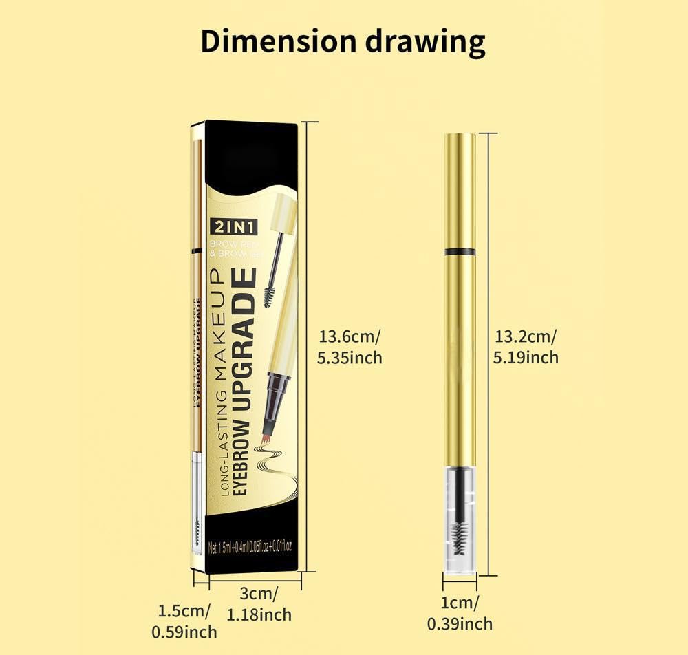 Generic Eyebrow Pen 2-in-1 Dual-Ended with Eyebrow Gel and Brow Brush, 4 Fork Tip for Natural Hair-Like Brows, Waterproof Long Lasting Defined Eyebrows (02# Dark Brown)