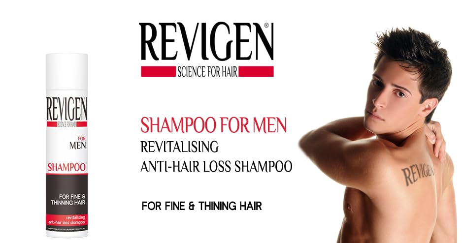 Revigen Shampoo for Men, Revitalizing anti-hair loss shampoo for fine and thinning hair, 250 mL