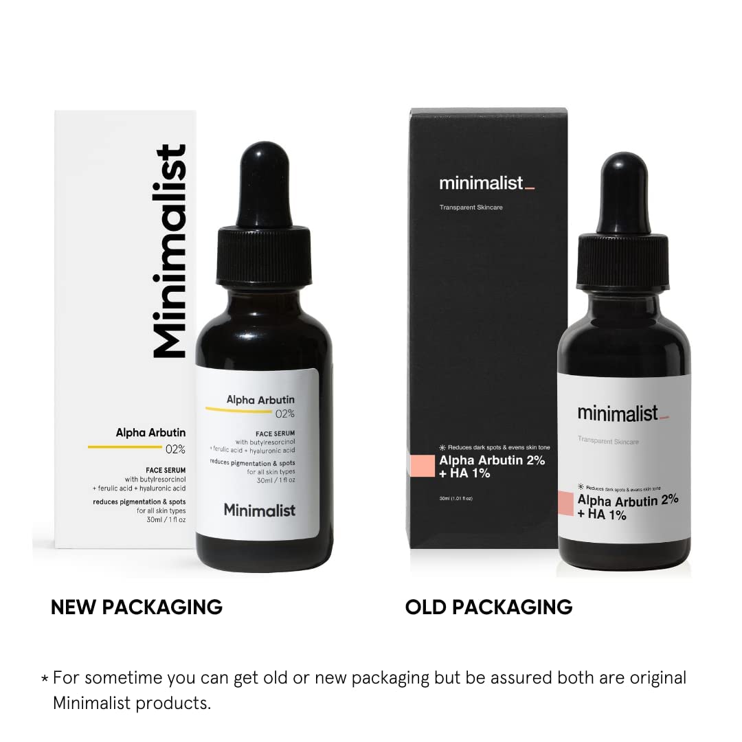 Minimalist 2% Alpha Arbutin Serum for Pigmentation & Dark Spots Removal | Antipigmentation Face Serum For Men & Women with Hyaluronic Acid to Remove Blemishes, Acne Marks & Tanning, Transparent, 30 ml