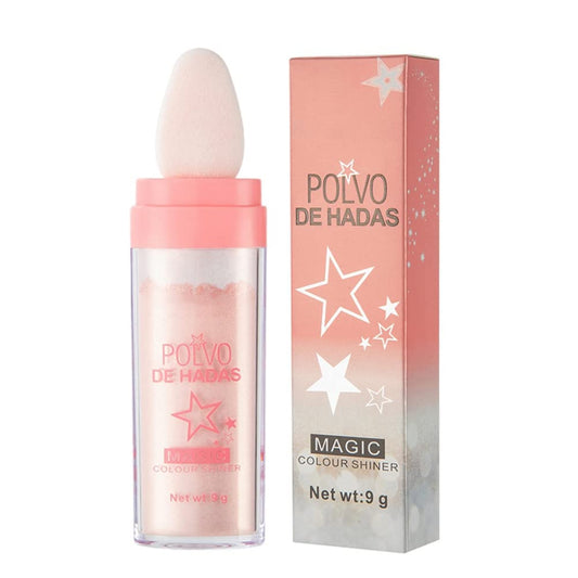 Weixinbuy Highlighter Powder Stick, Polvo De Hadas Glitter Patting Powder Fairy Highlight Powder Smooth Waterproof Three-Dimensional Shimmer, Sparkly Natural Patting Powder for Face Body Eyes Collarbones Glow
