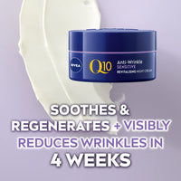 NIVEA Q10 Anti-Wrinkle Sensitive Revitalising Night Cream (50ml), Face Cream with Pure Skin Identical Q10 and Liquorice Extract, Sensitive Skin Cream