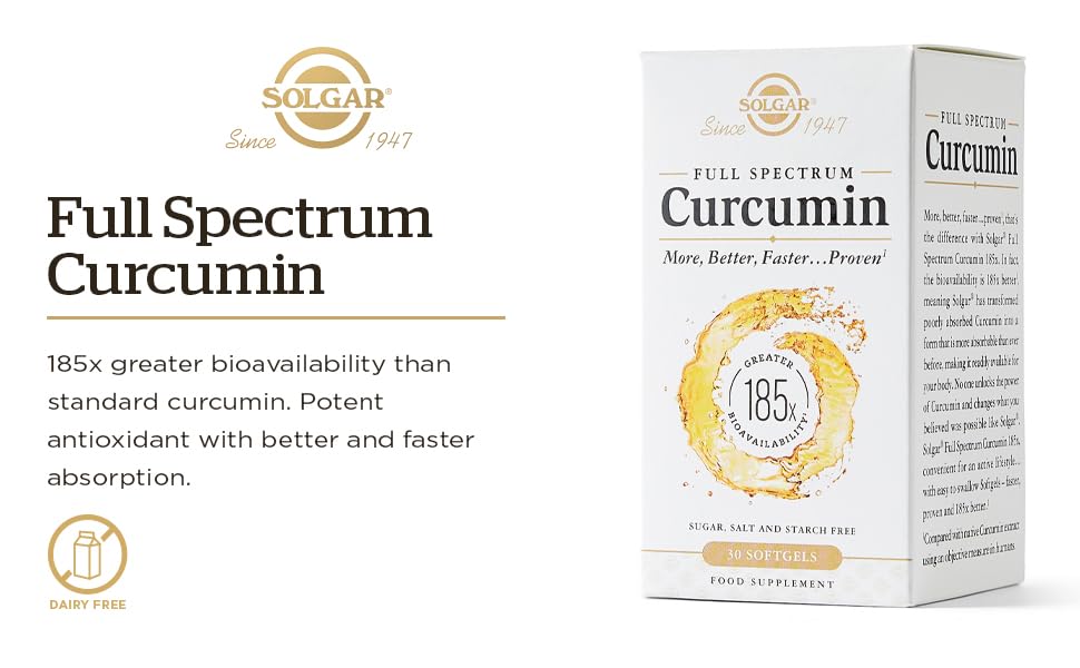 Solgar Full Spectrum Curcumin Softgels - Pack of 30 - Liquid Extract of Turmeric - Supports Brain, Joint, & Immune System Health - Gluten Free, Gold