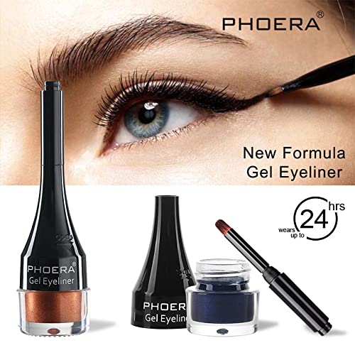 Phoera PHOERA GEL EYELINER LONG LASTING WATERPROOF SMUDGE PROOF 24H MAKEUP 10 SHADE UK (202 BLACK)