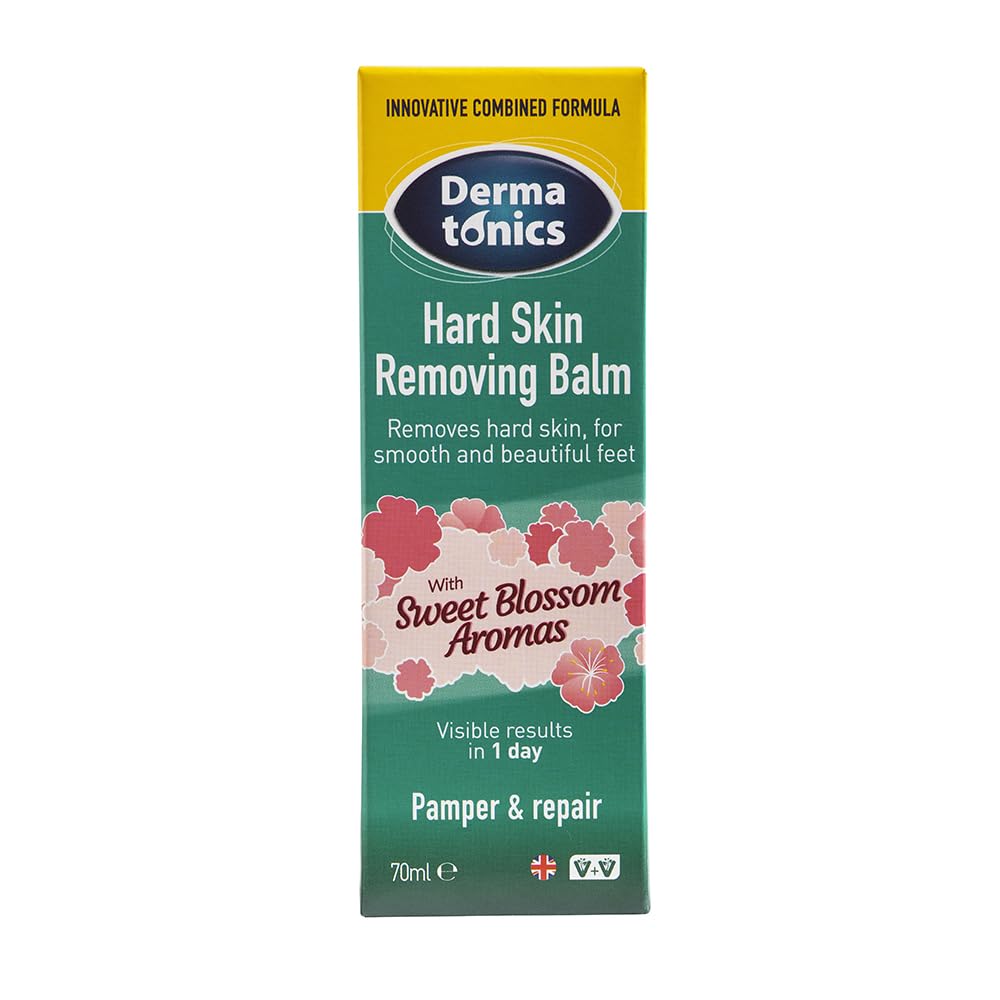 Dermatonics Natural Care Hard Skin Removing Balm for Feet | Scented with Sweet Blossom Aromas | Moisturises with Shea Butter and Hydrates with Oat Lipids | Diabetics and Vegan-friendly | 70 ml