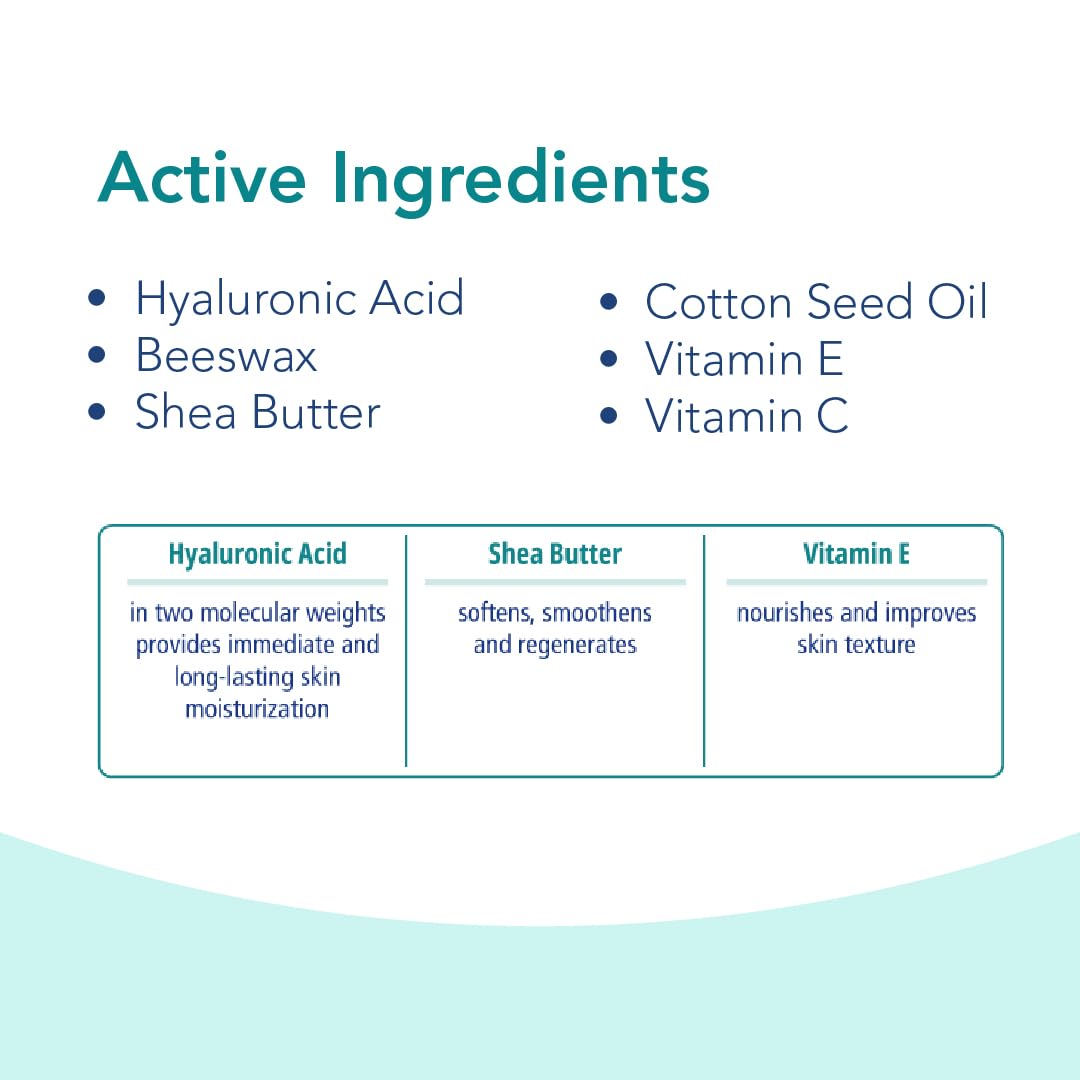 Novaclear Hydro Moisturizing lip balm with hyaluronic acid, Vitamin E and Vitamin C for the care of dry and chapped lips.