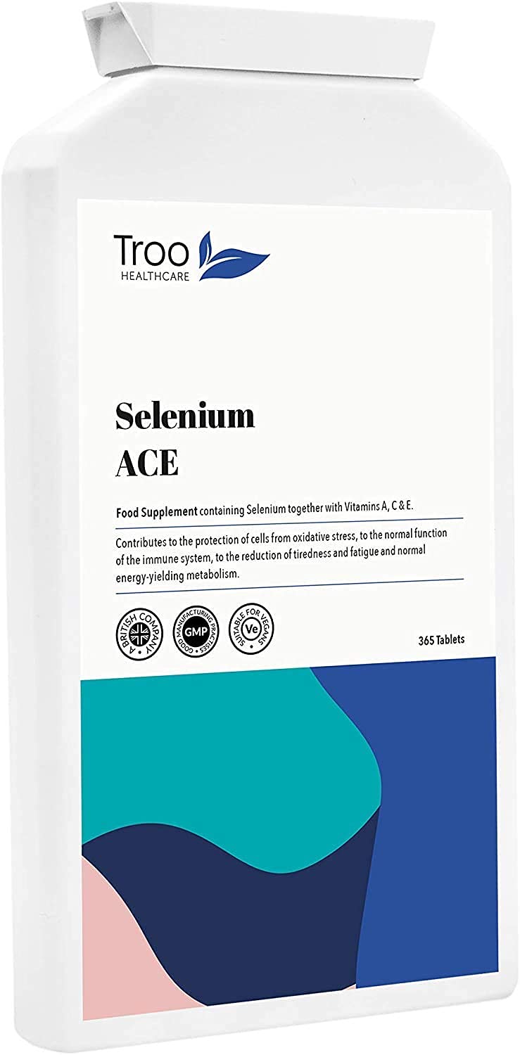 Troo Health Care Selenium ACE 365 Tablets - Daily Supplement with Vitamins A, C & E - Antioxidant Immune Support - UK Manufactured to GMP Standards