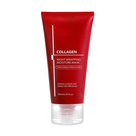 Lumiter Collagen Night Wrapping Mask, Overnight Face Mask Peel Off, Collagen Mask Overnight, Wrapping Night Masks with Triple Collagen&Niacinamide, Reduces Wrinkle, Skin Elasticity, 75ml