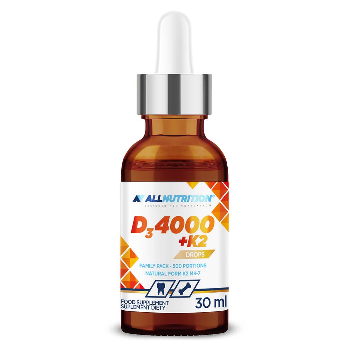 ALLNUTRITION Vitamin D3 4000+K2 Drops Liquid Dietary Supplement -Vitamin D3 & K2-500 Servings - Vitamin d3 and k2 high Strength - Vegan Vitamin D3 & K2 Vitamin Supplements - 30ml