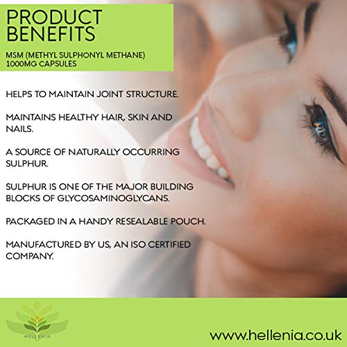 Hellenia MSM (Methyl Sulphonyl Methane) 1000mg - 180 Capsules - Joint Care Supplement