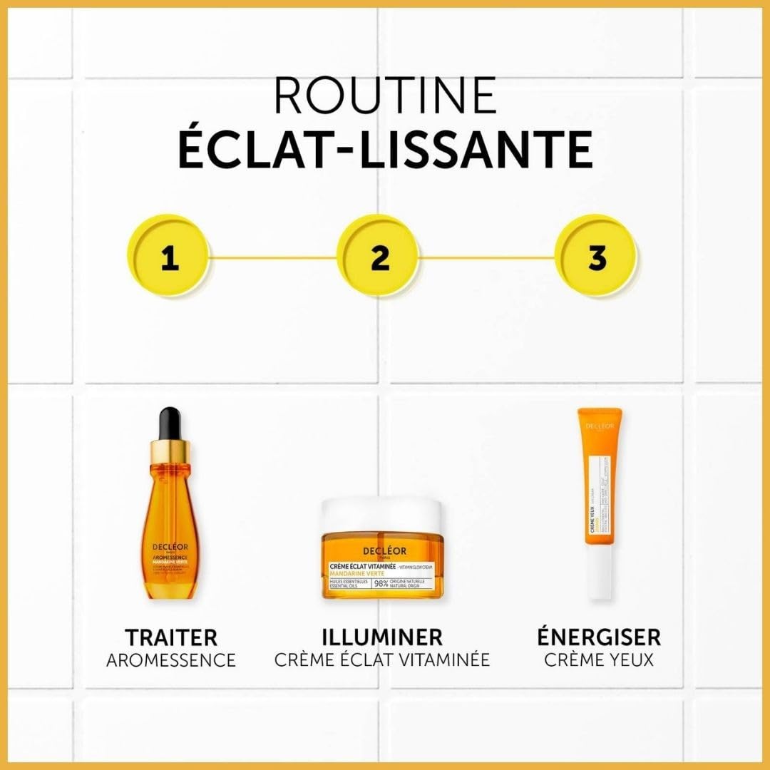 Decleor Decléor, Day Cream, Moisturiser, smooths The Appearance of fine Lines, Leaving Skin energised with a Healthy-Looking Glow, with Green Mandarin Essential Oils and Hyaluronic Acid, Vitamin Glow Cream