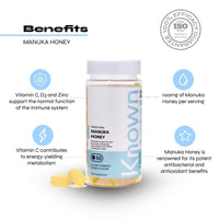 Manuka Honey Vitamin Gummies by Known Nutrition | Fight Illness, Tackle Tiredness and Boost Your Immunity | Suitable for Vegans (2 Pack)