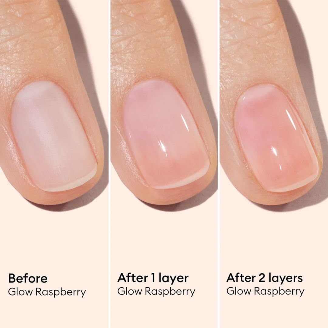 Manucurist Active Glow™ Raspberry Colour-Care Hybrid Nail Polish - Vegan & Made in France Ultra-Glowy 2 in 1 Nail Concealer & Care Pink - Nails Care