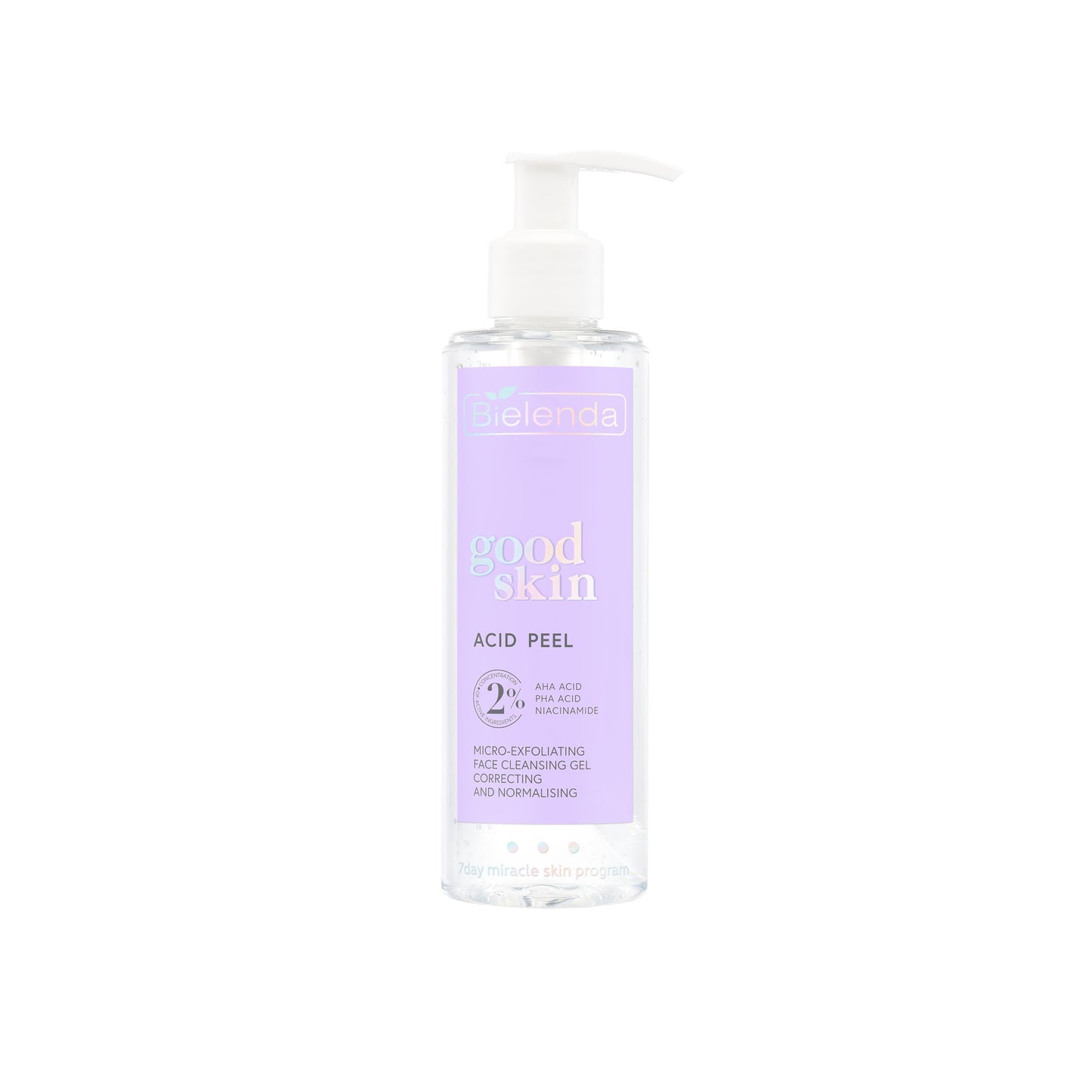 Bielenda Good Skin Acid Peel Korrigierendes und normalisierendes Mikro Peeling Gesichtswaschgel AHA + PHA Säuren, Niacinamid, 195 g