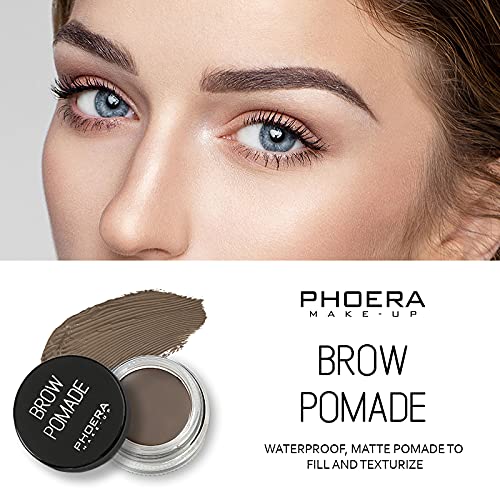 Phoera PHOERA Eyebrow Pomade Waterproof 24 Hours Long Lasting Sweat Resistant Brow 6 Colours Cream Gel (01 Blonde)