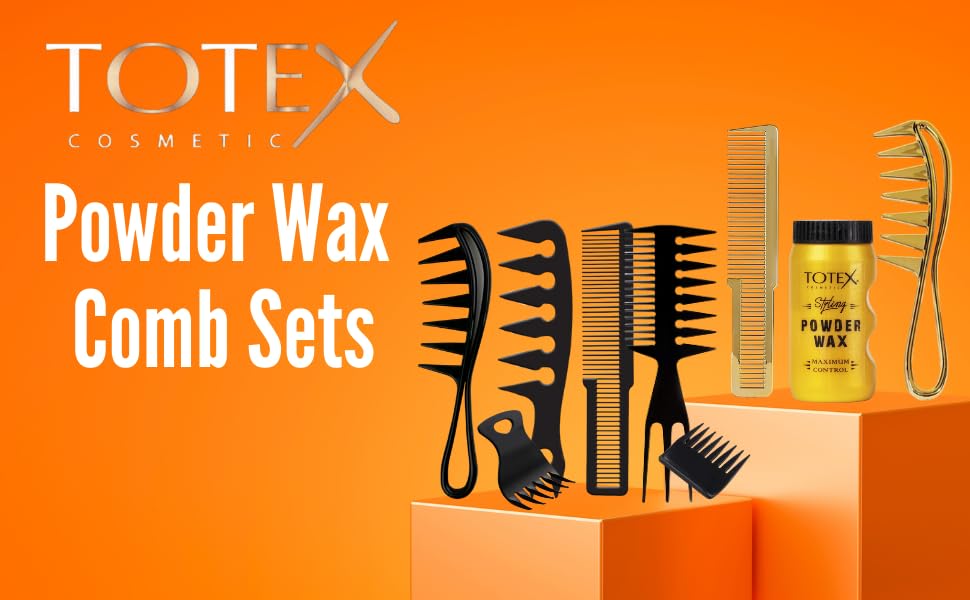 Totex Hair Styling Matte Powder Wax 20g + Wide Tooth Hair Styling Comb No2 Black | Volumizing Texturising Dust Powder | Strong Hold | Matte Finish | For Men & Women Hair & Beard Styling