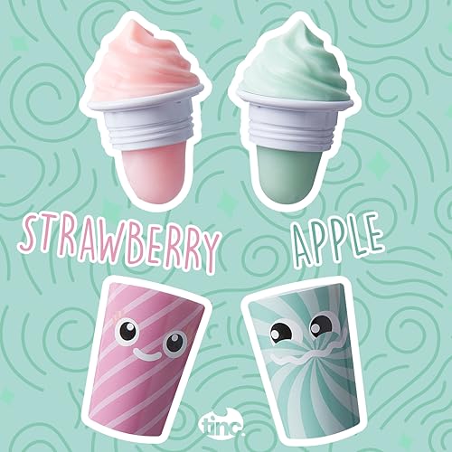 Tinc Milkshake Lip Balms for Kids Flavoured Fruity Scents, Strawberry, Apple, Keeps Lips Moist, Party Bag Treat, Two Flavours