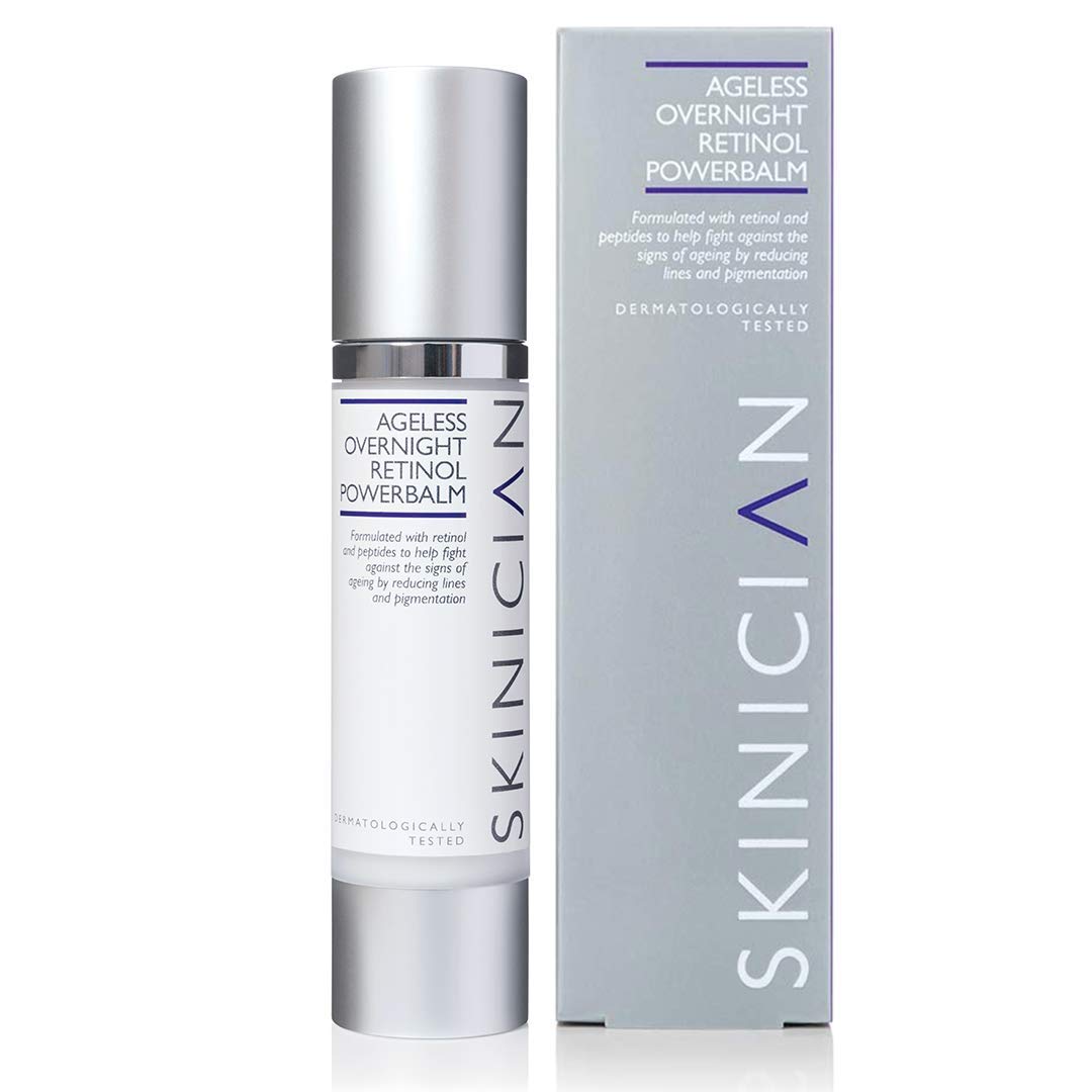 SKINICIAN Ageless Overnight Retinol Powerbalm - Anti-Ageing Retinoid Face Serum - Peptide Moisturiser to Reduce Fine Lines & Skin Pigmentation - Evening Skincare - Vegan & Cruelty Free (50ml)