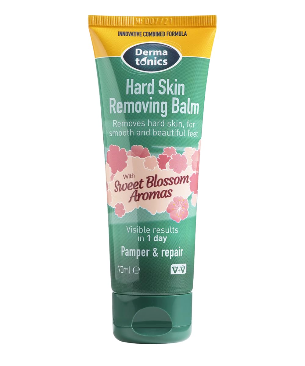 Dermatonics Natural Care Hard Skin Removing Balm for Feet | Scented with Sweet Blossom Aromas | Moisturises with Shea Butter and Hydrates with Oat Lipids | Diabetics and Vegan-friendly | 70 ml