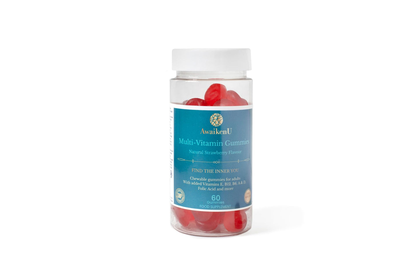 AwaikenU Multivitamin Gummies for Adults- Strawberry Flavour- 60 Gummies- Essential Vitamins and Minerals-