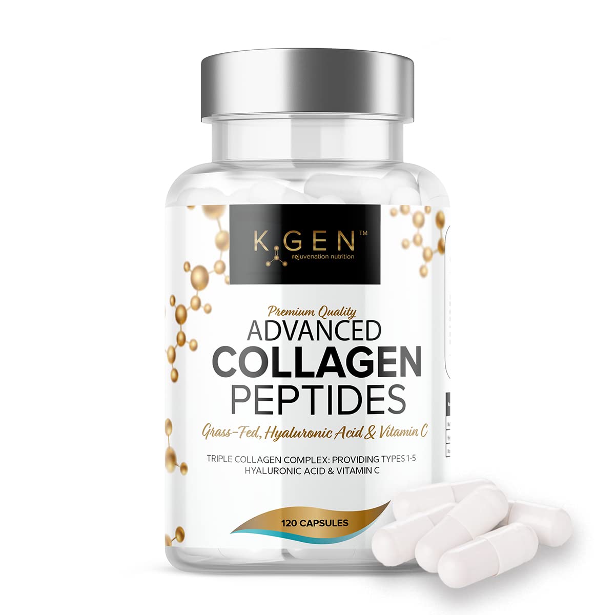 K GEN rejuvenation nutrition Pure Collagen Supplements Capsules Grass Fed Advanced Multi Collagen Peptides | Collagen Powder Pills for Hair, Skin, Nails, & Joints for Women & Men by K GEN