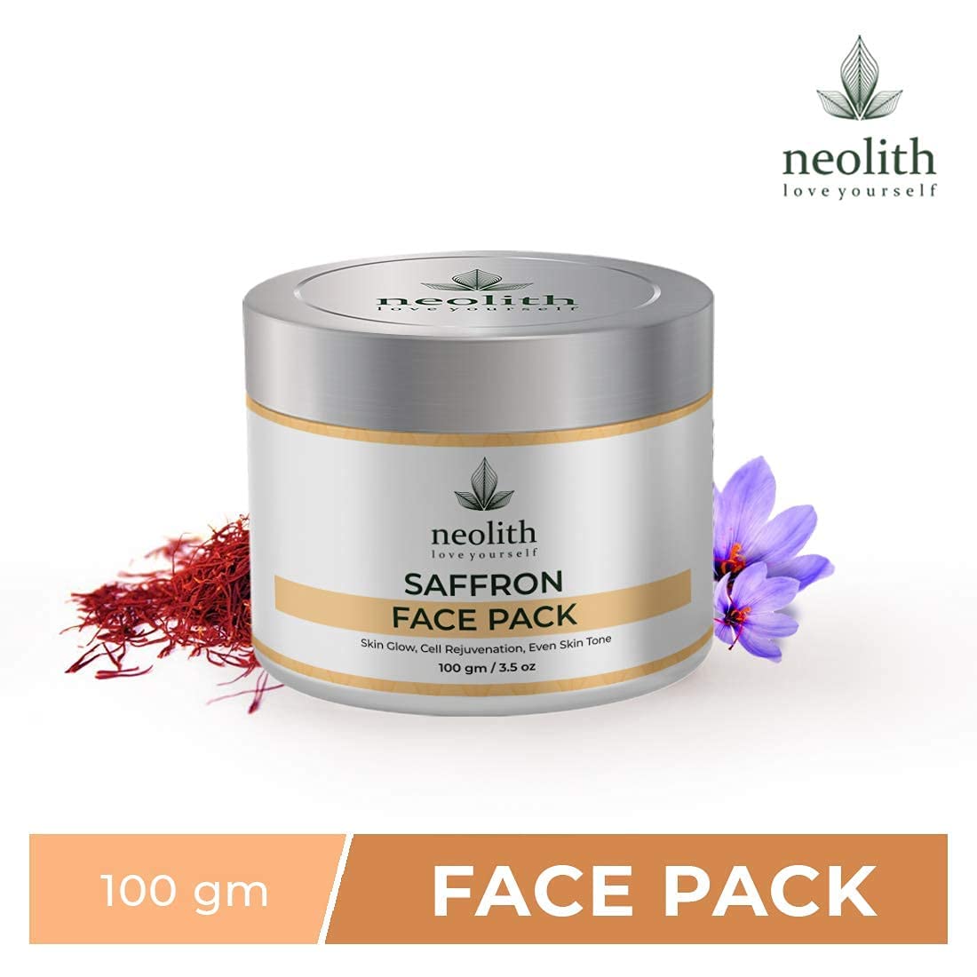 Neolith Saffron Face Pack | Skin Brightening clay face mask for glowing skin, oil control, acne control | Organic & Natural | Hydrating clay | No harmful chemical, No paraben, No Mineral oil