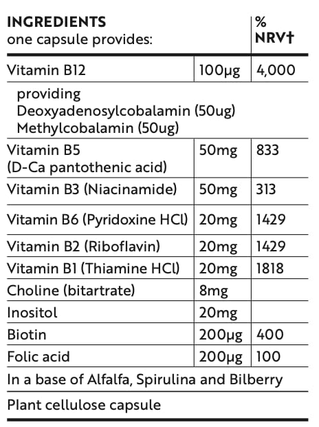 Viridian - High Twelve B12 B-Complex - 90 Caps | Reduction of Tiredness and Fatigue | Contributes to Normal Immune System Function | Vegan & Kosher | Nutritionist Formulated