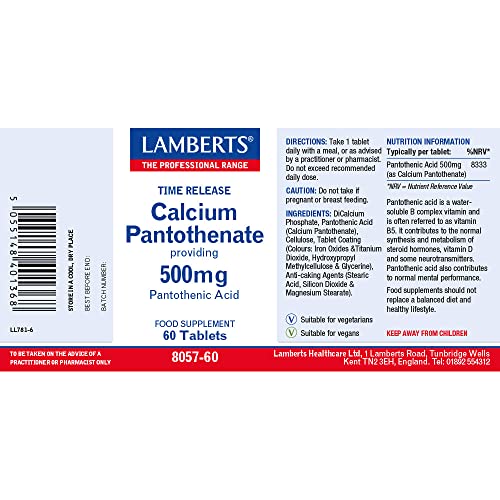 Lamberts Calcium Pantothenate 500mg - 60 Tabs
