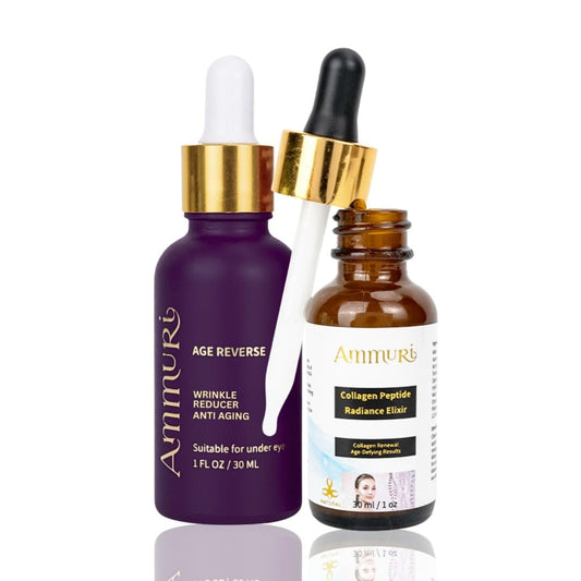 Ammuri Advanced Anti-Ageing & Collagen Peptide Serum Duo | Hydrating & Radiance Boosting Skincare Set | Reduces Fine Lines, Wrinkles & Dark Spots | Vegan, Lightweight & Fast-Absorbing | Made in the UK
