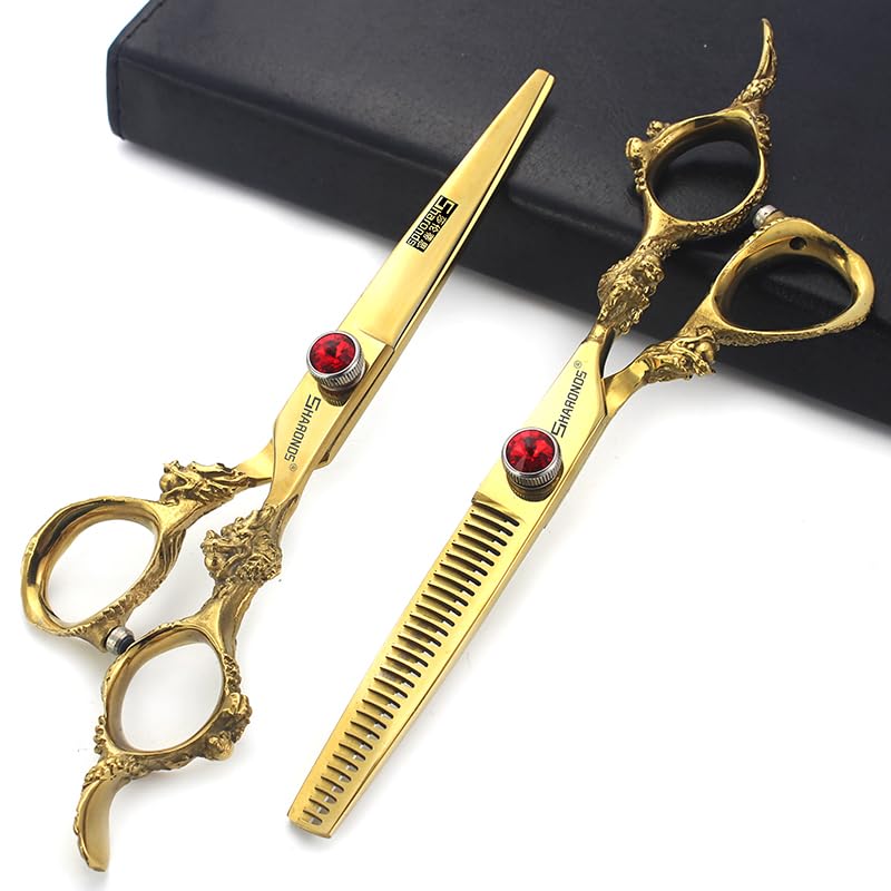 SHARONDS Japan's Professional Import of 440c Hair Clippers Steel Hair Clippers 6/7/7.5/8/9 inch Scissors - Hair Clippers for Hairdressers (6 inch 2pc)