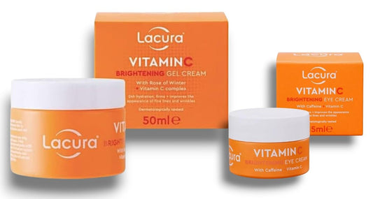 Generic Lācurā - Aldi | Vitamin C Brightening Gel & Eye care Set | 50mL Gel Cream with Rose of Winter & 15mL Eye Cream with Caffeine | Hydrates, Firms, Improves the Appearence of Fine Lines and Wrinkles