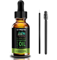 Organic Castor Oil,Pure Cold Pressed Castor Oil for Eyebrows,Eyelashes,Hair Growth,Nails,and Skin with 5 Sets of Eyebrow&Eyeliner Brushes (30ml)