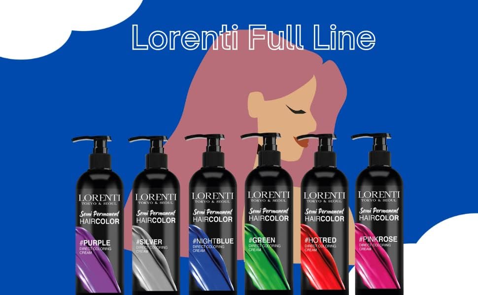 Lorenti Semi Permanent Direct Coloring Cream | Long Lasting Hair Colour Result | Night Blue 250 ml