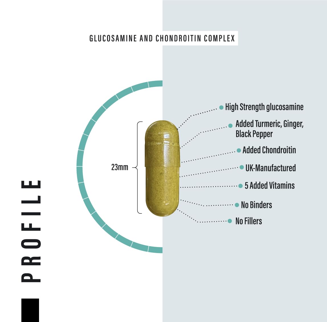Glucosamine and Chondroitin High Strength Plus 5 Vitamins - 120 Complex Capsules 1,000mg (Providing 530mg Base) - Chondroitin 200mg - Added Turmeric, Ginger, Black Pepper, Vitamin C, B6, B1, D3 & B12
