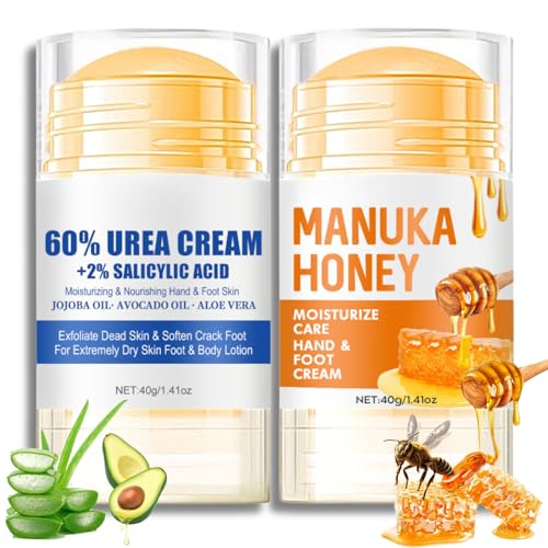 Trendyfave 2Pcs Urea and Honey Foot Cream, Hand & Foot Cream for Very Dry Feet & Hands, Cracked Heel Repair Cream, Hard Skin Remover (Pack of 2, Honey & Urea)