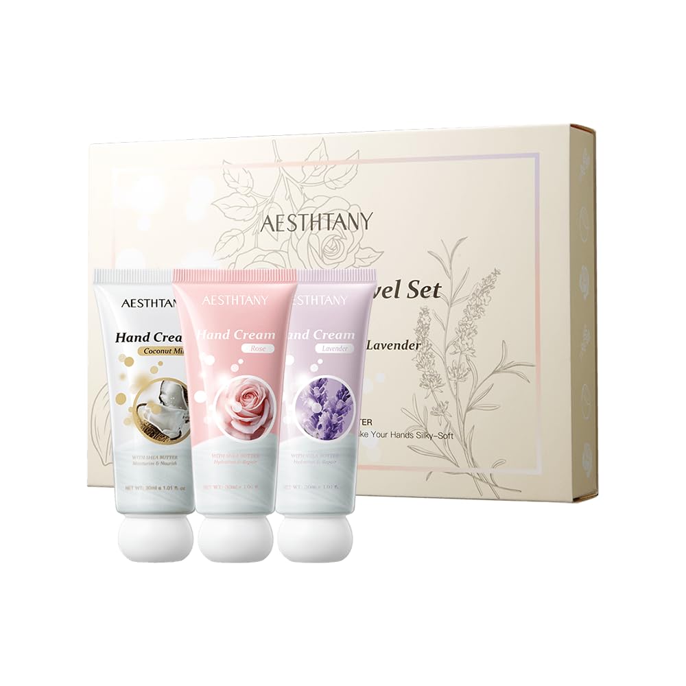 OKADY O'KADY Travel-Sized Hand Cream Gift Set, 3 Pack Moisturizing Formula with Shea Butter & Vitamin E, Lightweight Non-Greasy Fast Absorption, for Women & Men, Valentines Day Gifts