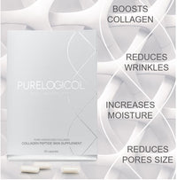 Purelogicol Collagen Tablets, Best Hydrolysed Protein Peptide Skin Supplement - 90 x Collagen Capsules x 800mg