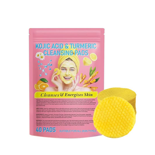 gcdat Turmeric Cleansing Pads, Kojic Acid and Turmeric Cleansing Pads, Face Pads, Sugar Turmeric Cleansing Pads for Face Cleansing and Exfoliation, Helps Balance Skin Oil And Water, 40PCS