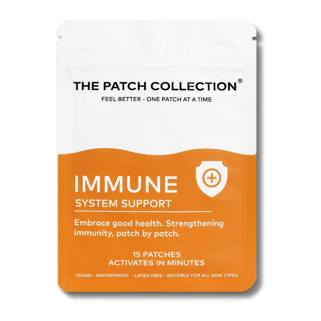 The Patch Collection® - High Strength Immune System Support Boost Patch | 6-in-1 Complex with Vitamin C, D, B12, Zinc, Turmeric, Elderberry, Ginkgo Biloba, Echinacea | Vegan & Latex Free (Pack of 15)