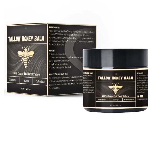 TBeautfave Beef Tallow Skin Care, Tallow Face Cream, Tallow and Honey Balm,