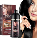 Natural Organic Coconut Oil/Argan Oil Essence Hair Color Shampoo,3in1 (Dark Brown 02)