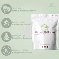 UKHealthHouse Potassium Citrate, Vegan Powder - High Strength Electrolytes Support Superior & Absorption Great Keto and Fasting No Dairy or Gluten UK (250g)